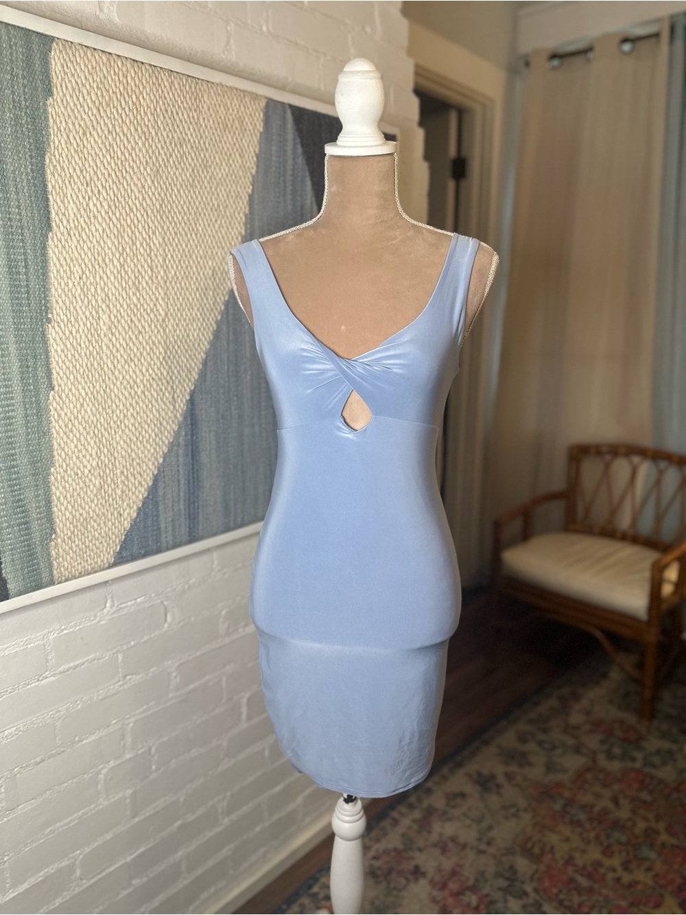 21 Saints Blue Criss Cross Bodycon Tank Dress - Picture 2 of 9